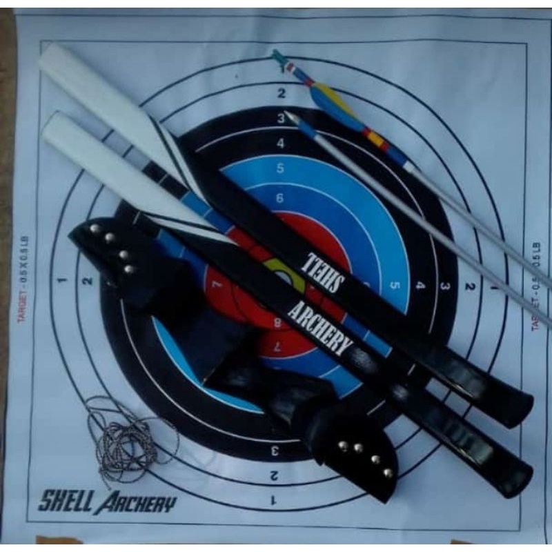 set busur panah Shell Archery Riser 40cm warna hitam dewasa