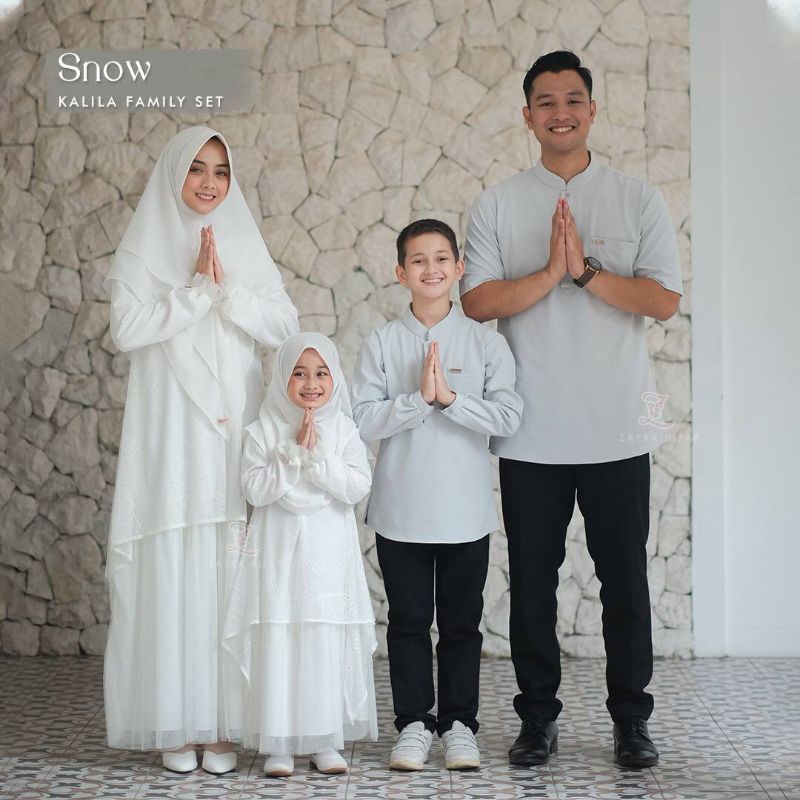 Kalila Family Set Zayra Hijab Original Warna Snow Ready Stok