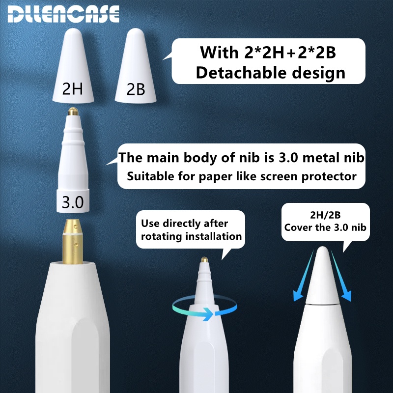 Dllencase 3 in 1 Nib Pengganti Pelindung Ujung Pen Stylus Untuk iPad Pencil 1 / 2 1st 2nd Generation B002