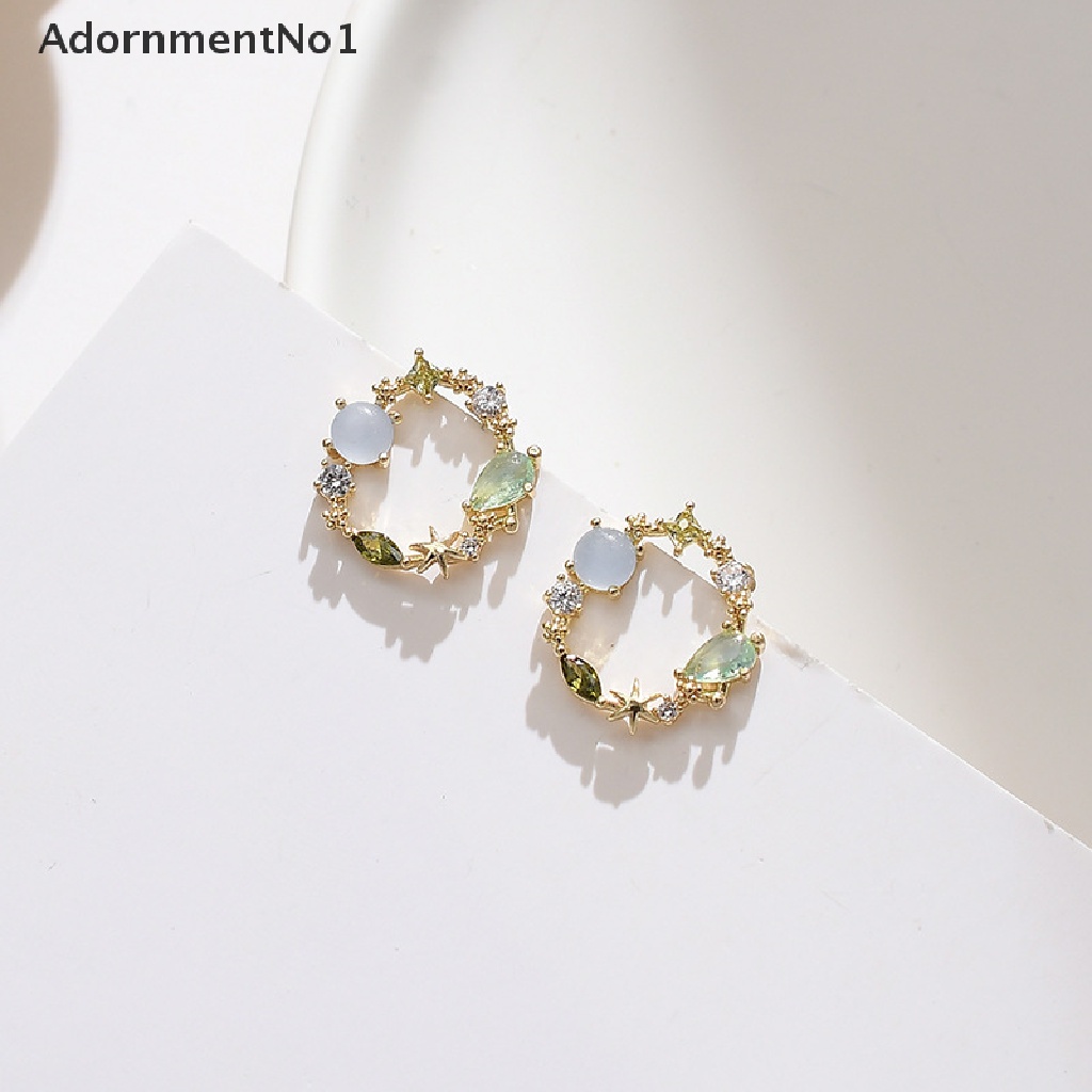 (AdornmentNo1) Anting Tusuk Silver S925 Bentuk Lingkaran Aksen Berlian Imitasi Untuk Perhiasan Wanita