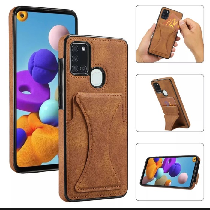 SAMSUNG GALAXY A21S SOFT CASE CASING COVER KULIT LEATHER MAGNET