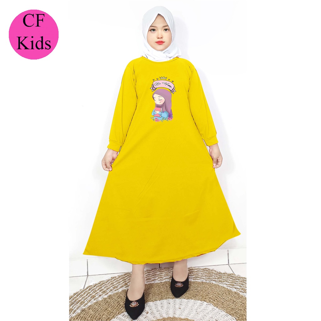 Gamis Anak Perempuan DTF Be Happy Kekinian CF Kids