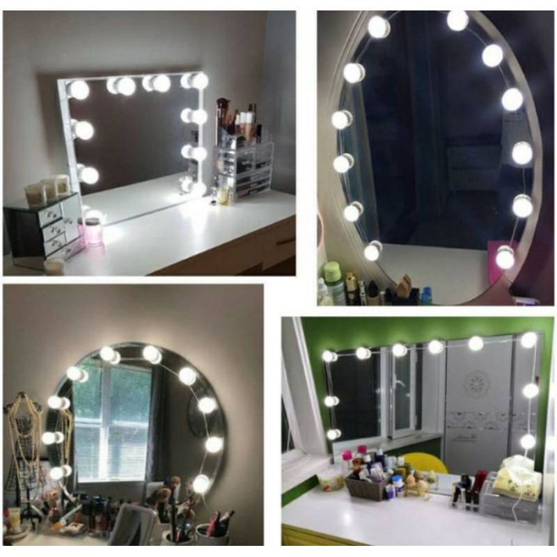 Lampu Cermin LED, 3 warna 10 Bohlam