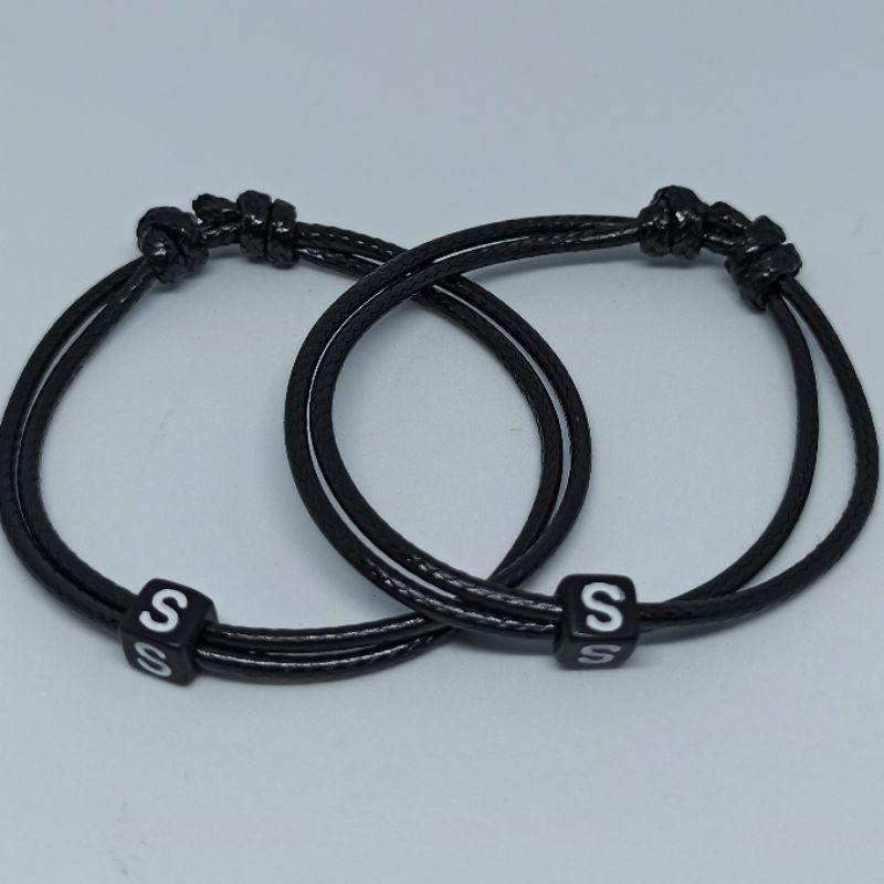 Gelang inisial huruf tali korea premium huruf S