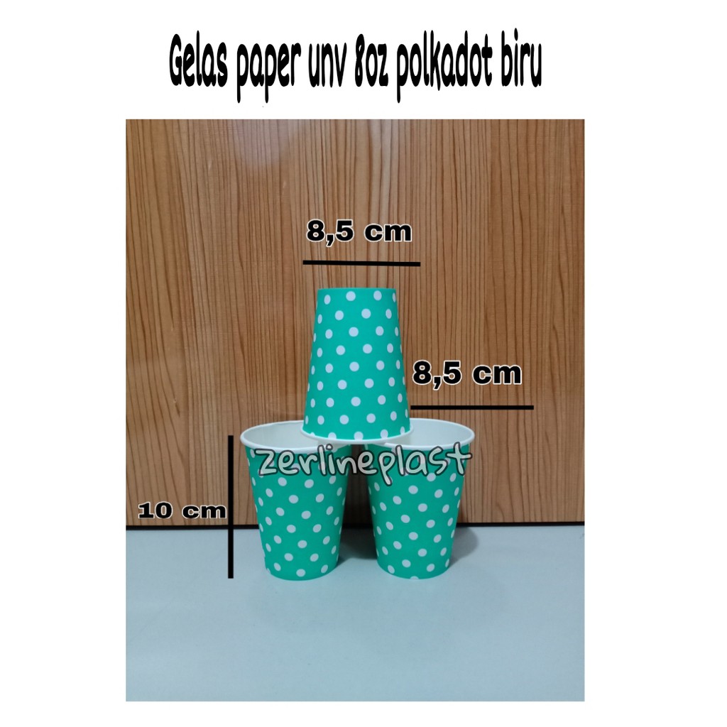 Gelas Paper POLKADOT UNV 8oz (gelas kertas bola-bola)