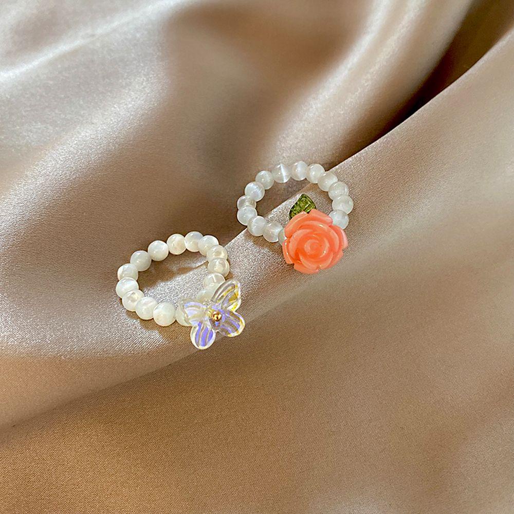 Mxbeauty Cincin Kupu-Kupu Perempuan Retro Vintage Elegan Manik Manis Peri Perhiasan Fashion