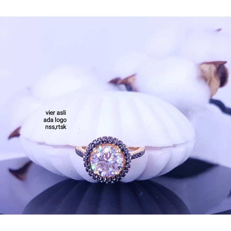 Cincin vier asli,lapis mas 18,22k,ada logo vier dalam cincin,mata blac stone+batu diamond(hidup)awet