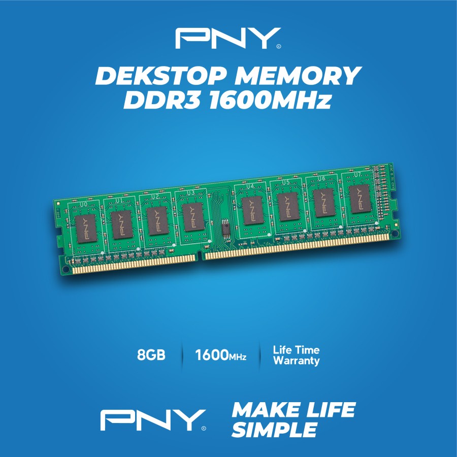 PNY 8GB DDR3 1600MHZ LONGDIM PC