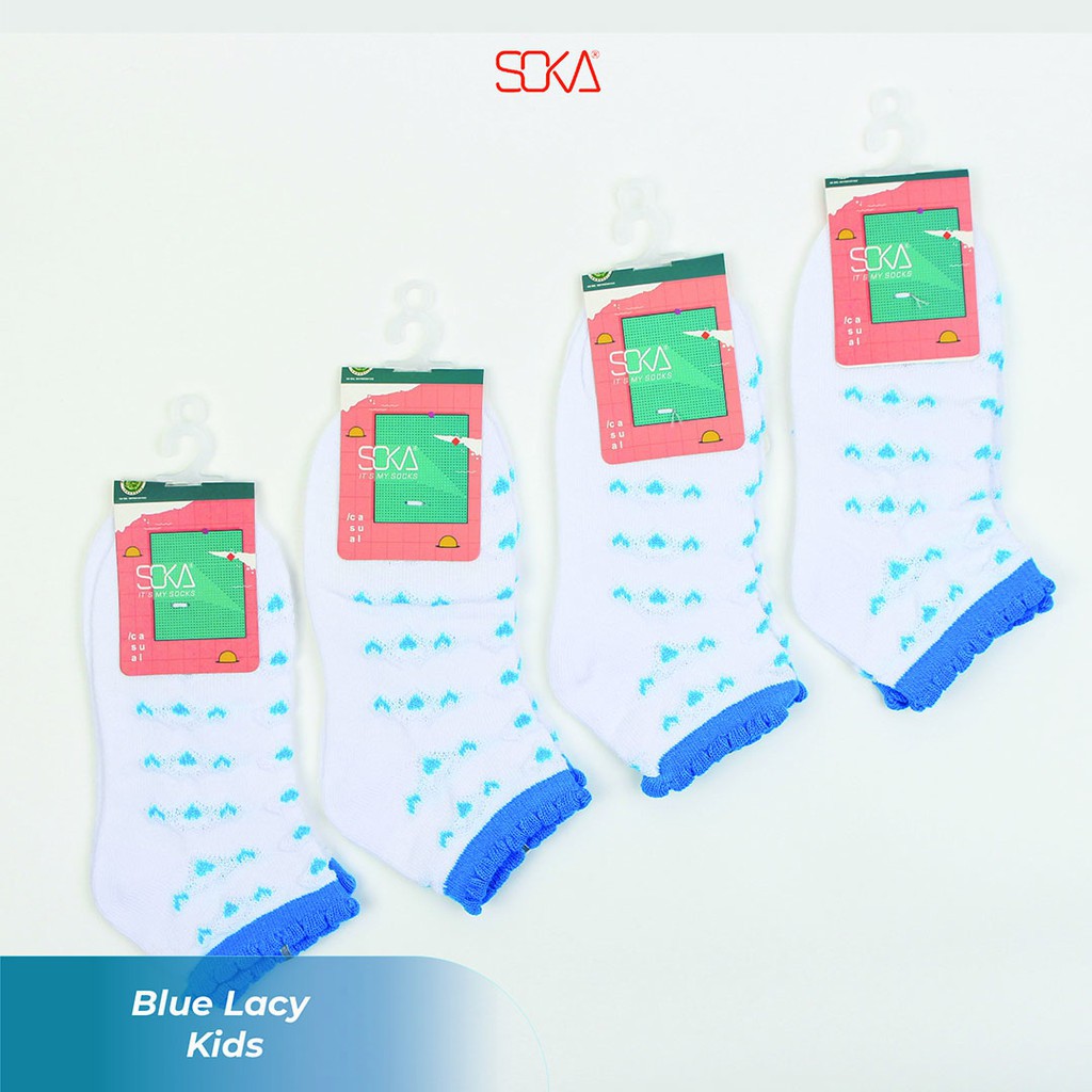 Kaos Kaki Soka Blue Lacy | Kaos Kaki Anak dan Dewasa Pendek Semata Kaki/Anklesock