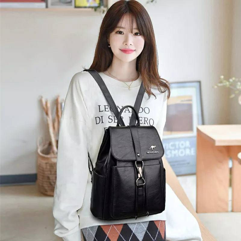 Ransel Cewek Kulit Motif Kangguru Backpack ESCORTBAGS Korea Distro Keren Lucu Cool Kuliah Sekolah Tas Wanita