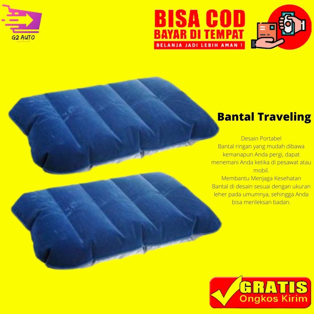 TaffSPORT Bantal Angin Inflatable PVC - Bantal Traveling - Bantal Tiup - Bantal Tidur - Bantal Leher