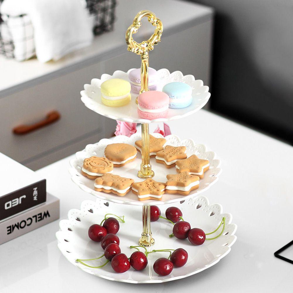 [Elegan] Cake Stand Evening Tea Rak Plastik Tempat Pesta Nampan Buah