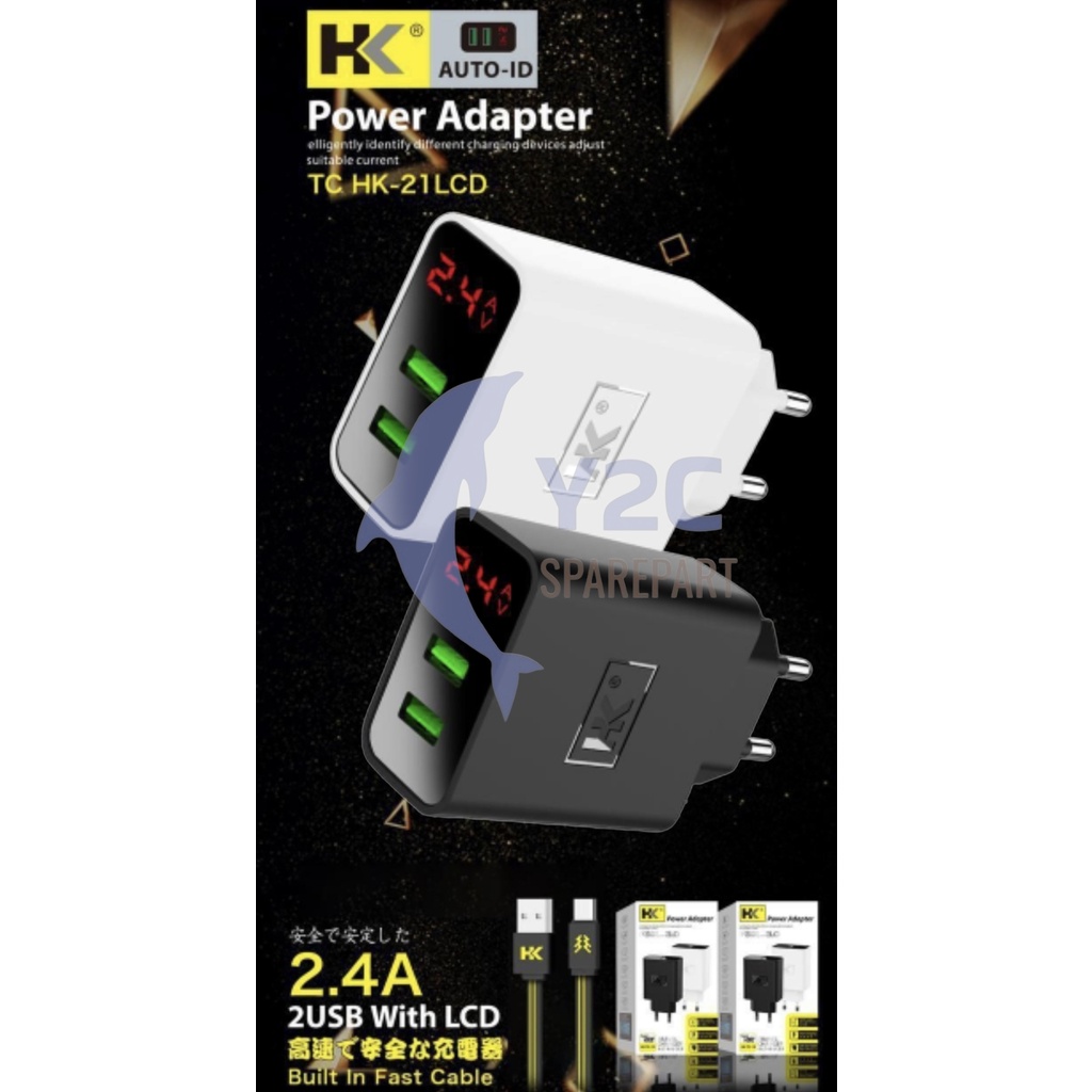 CHARGER HK HK-21 AUTO ID FAST CHARGER + LCD MICRO DAN TYPE C / CASAN CAS