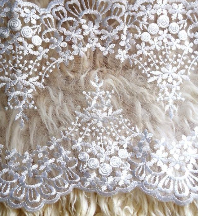 ⚡Terbaik renda bordir brokat tile pinggiran 2 sisi sama lebar 24 cm (harga per 50cm) | TERPOPULER | 