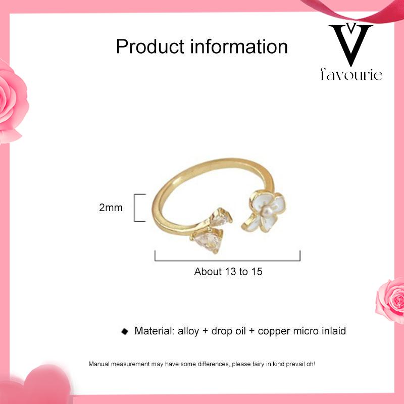 [COD]Cincin Bunga Sederhana Lembut Manis Kecantikan Temperamen Cincin Pembuka Glossy-FA
