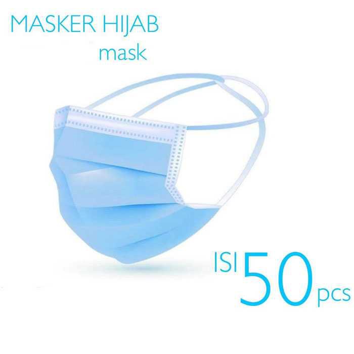 Rinmarket MASKER HIJAB 3PLY ALTOR HEADLOOP DISPOSABLE FACE MASK MEDICAL ISI 50