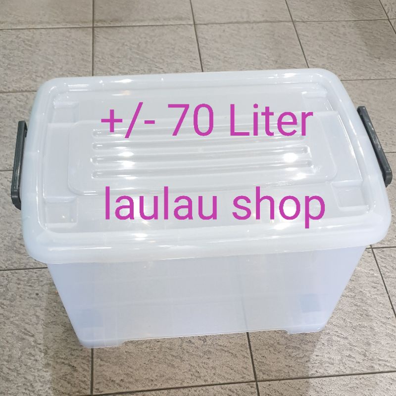 Box Real CB 70 Container 70 Liter Multiclub Bening Transparan Mirip Shinpo Ezy Wagon Kontainer Plastik Rak Susun Penyimpanan Barang Serbaguna