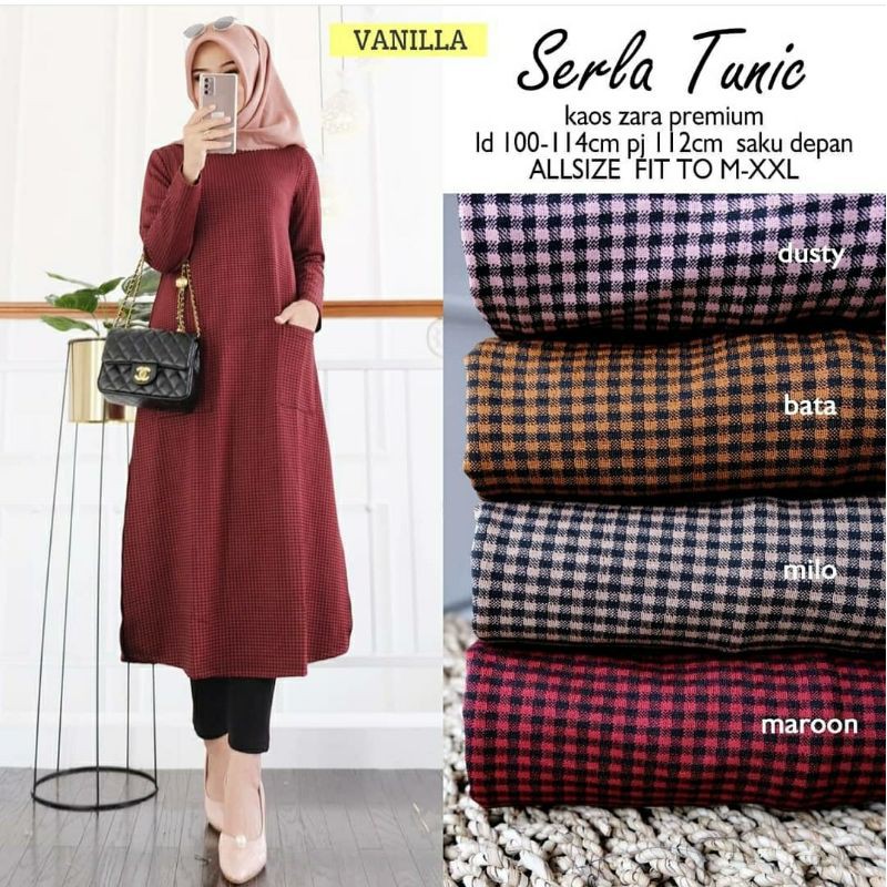 Saika Tunik 4 / Serla Tunic - Tunik Kaos Zara Premium LD100 / 191-5728