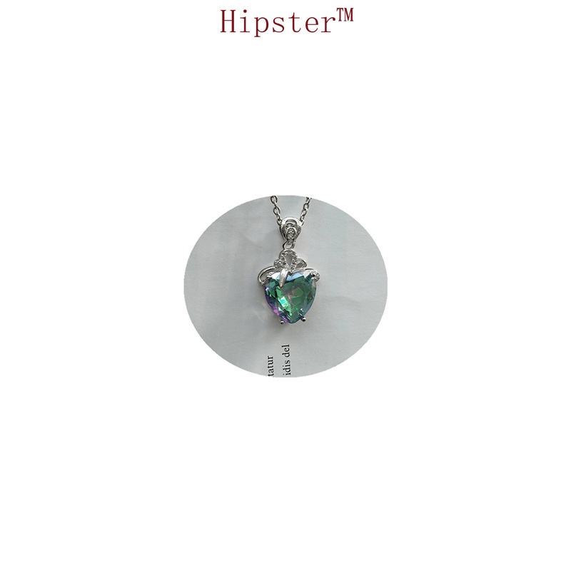 Hot Selling Classic Exquisite Colorful Heart White Gold Color Gemstone Pendant Necklace