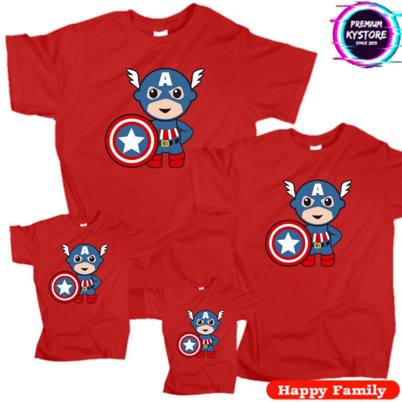 kaos anak pria motif captain america edisi Famili Combad 30s