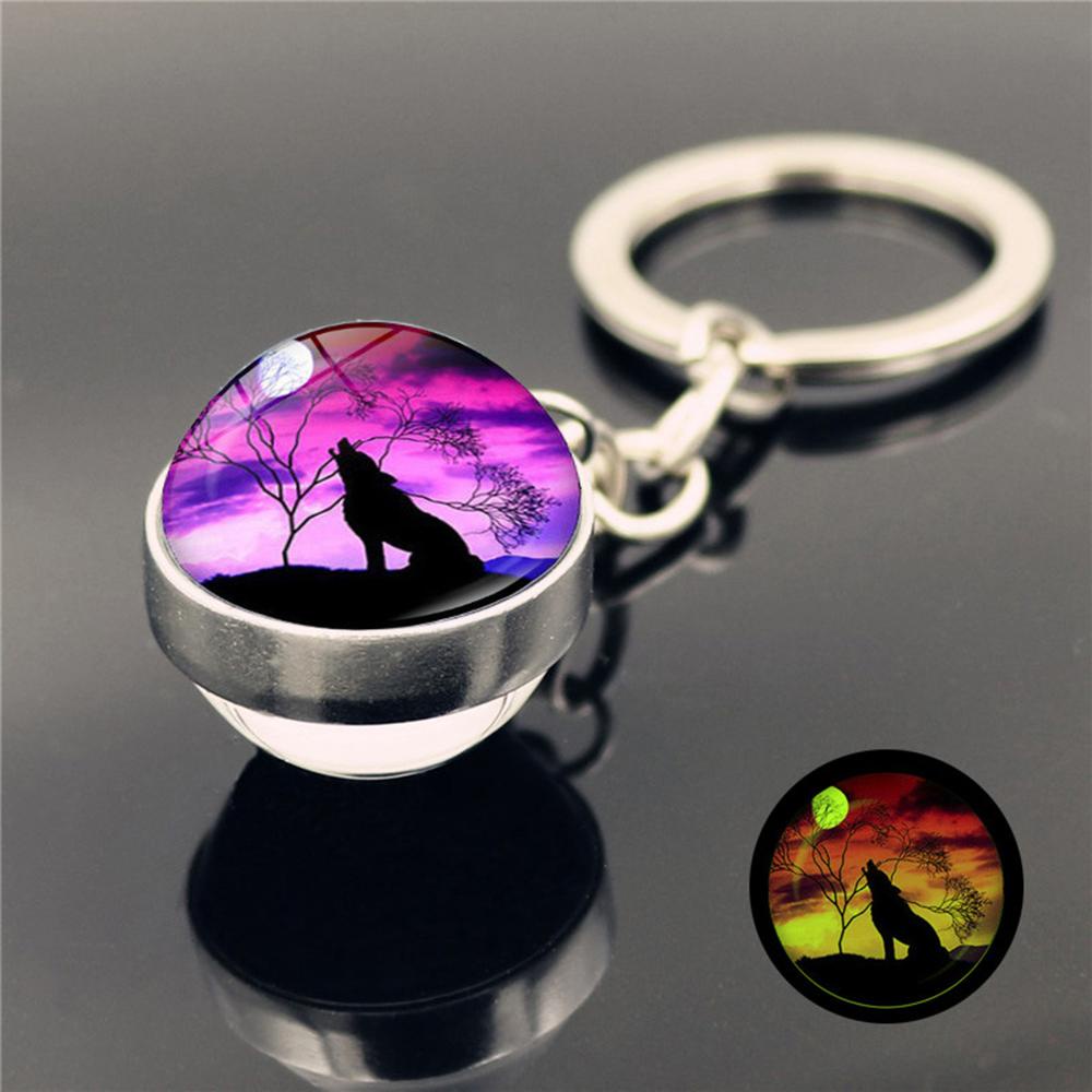 Agustinina Keyring Double Side Creative Pendant Howling Wolf Luminous Gantungan Kunci