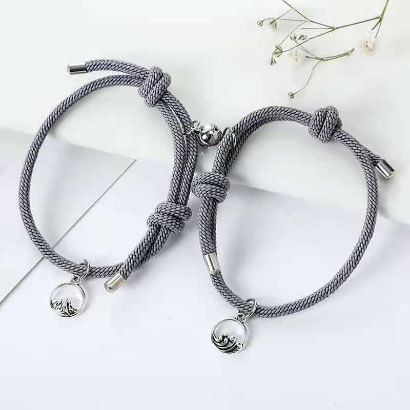 2pcs / 1Pasang Gelang Magnet Couple Gelang Tali Couple Magnet