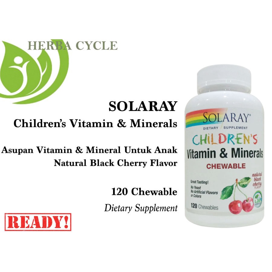 Solaray Children Vitamin Minerals 120 chew Multivitamin Anak Rasa Ceri