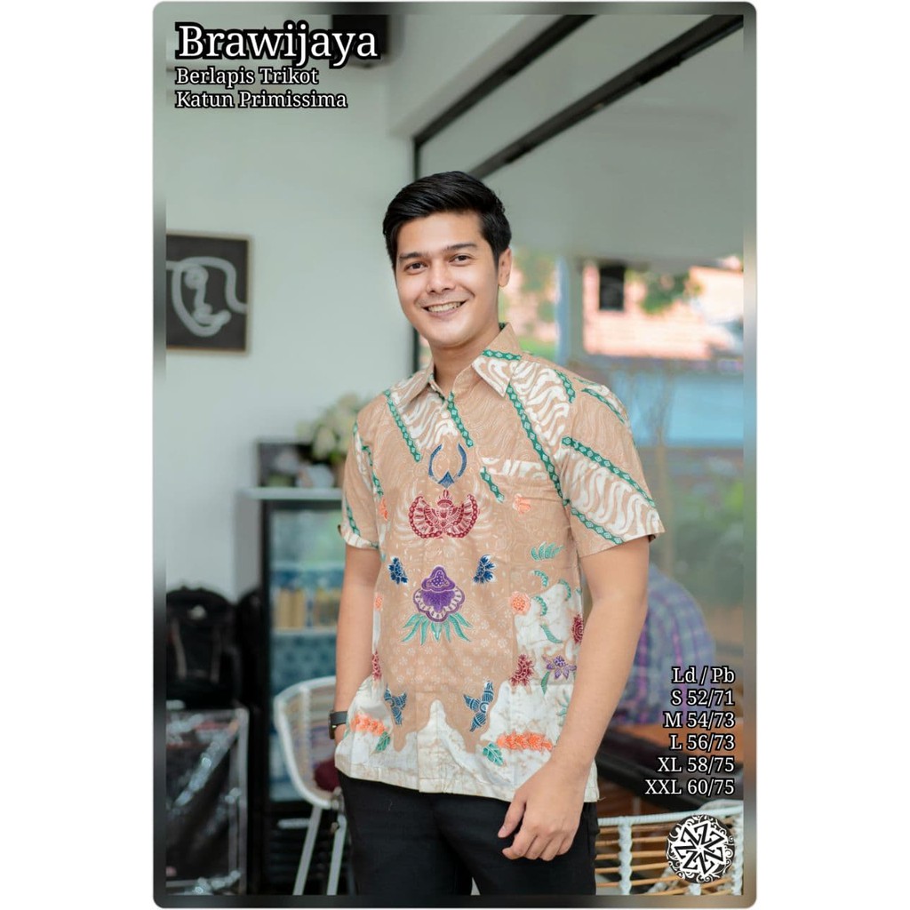 Model Baju Batik Pria Kombinasi Lengan Panjang Motif Brawijaya