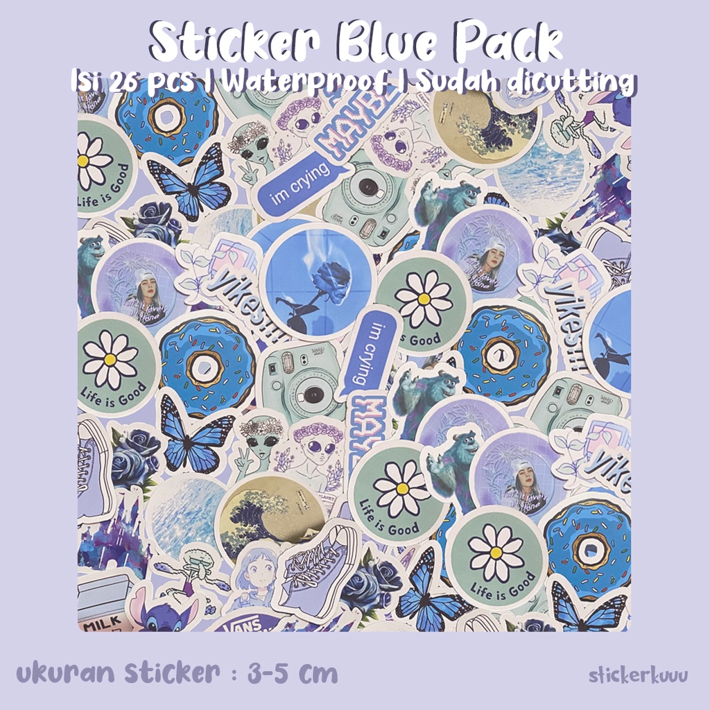 

[26 PCS] STICKER VYNIL - WARNA BLUE BIRU | STIKER SUDAH DIGUNTING CUTTING DIE CUT UNTUK LAPTOP CASE HP BINDER VINIL MATTE ANTI AIR WATERPROOF MURAH