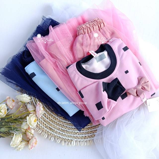SHAQEEFA (3-11 TAHUN) GAMIS ANAK LABELLA DRESS ROK TUTU ANAK PREMIUM | SETELAN ANAK TUTU | GAMIS LAB