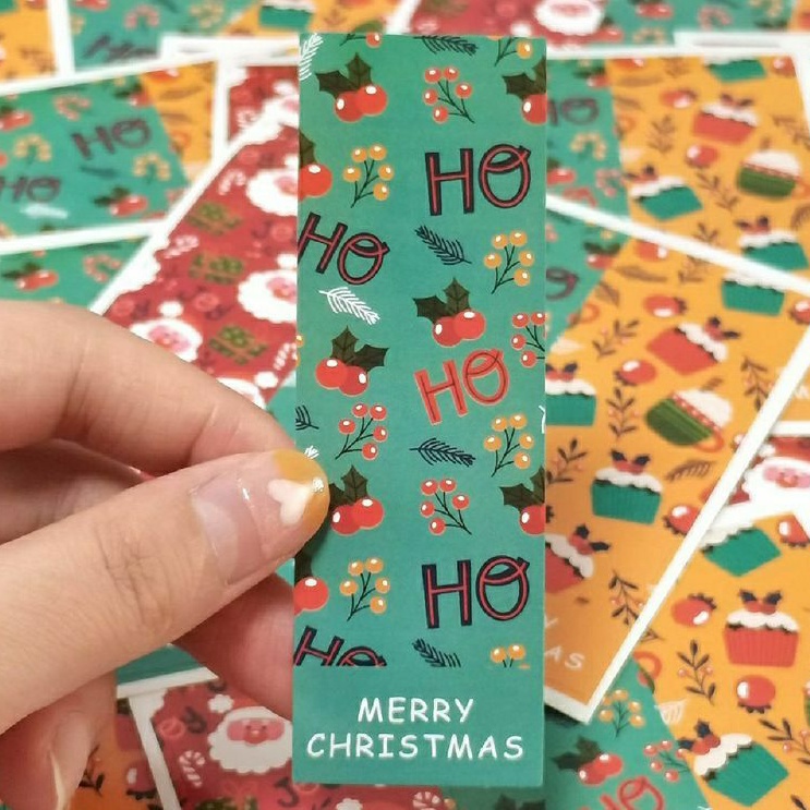

BluePink 3Pcs Sticker Natal Label Kotak Hadiah Ukuran 90x30mm Untuk Dekorasi Natal Christmas Gift DIY Hang Tag
