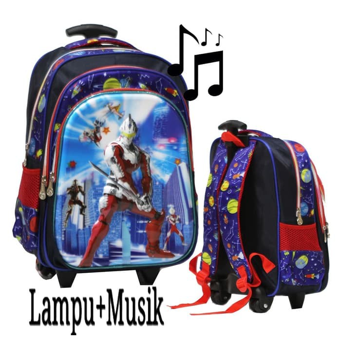 T247X Mp88 Trolley Anak Paud Pg Bentuk Mobil / Tas Troli Ana QK226 Promo Sd Lampu + Musik Ultraman