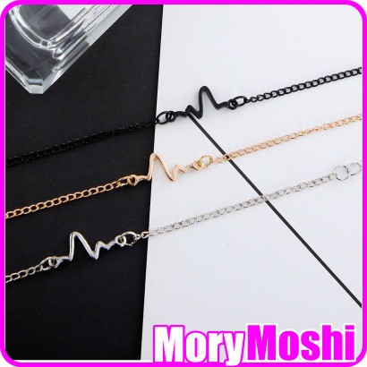 MORYMOSHI G08 Gelang Rantai Unisex Couple Charm Electrocardiogram Fashion Korea Aksesoris Fashion-5