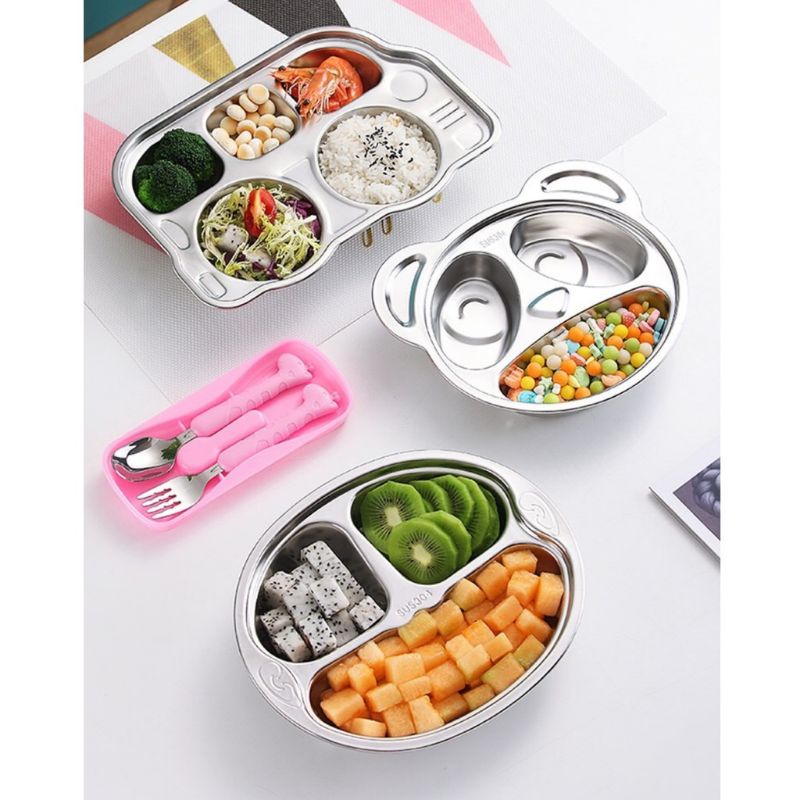 Piring Sekat Stainless Steel SUS 304 - PIRING MAKAN ANAK