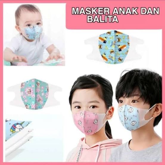 Masker anak Duckbill Stereo Polos Motif 3 Ply non medis