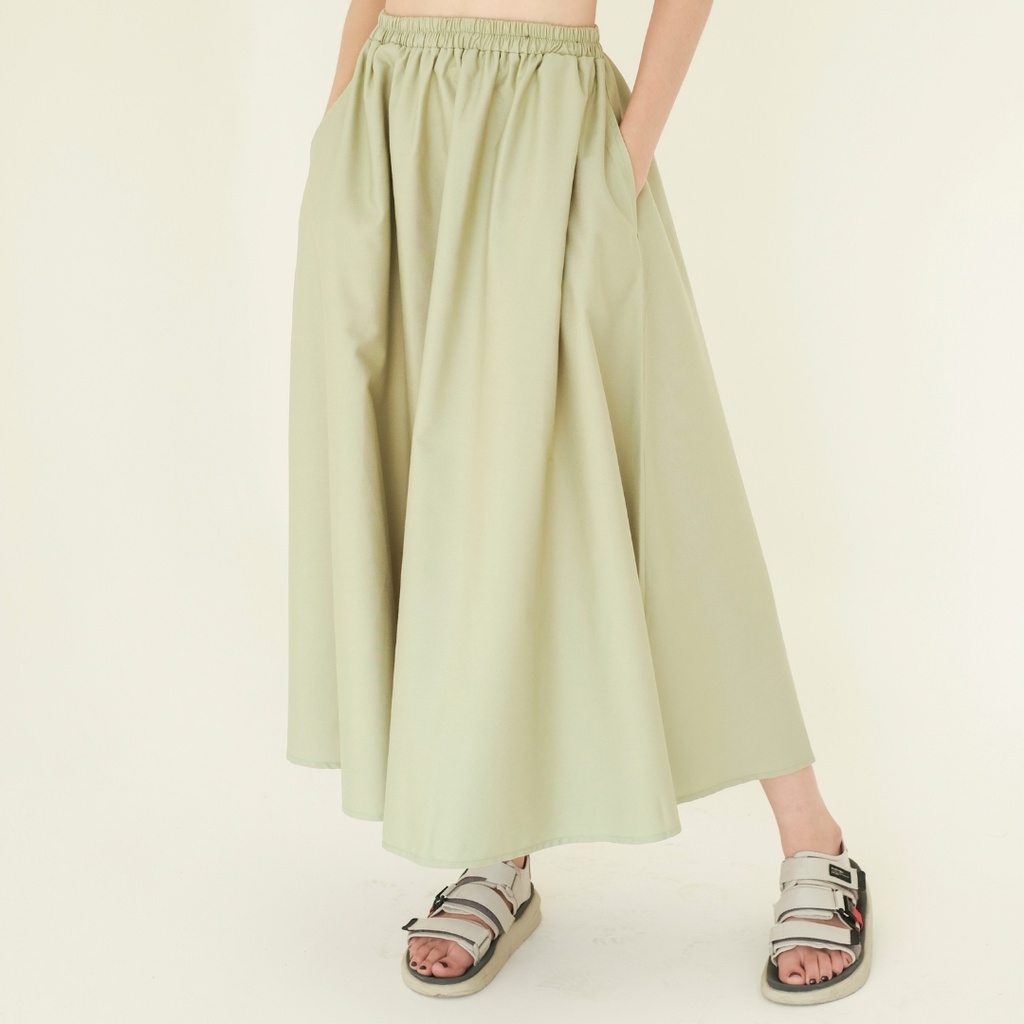 Basic Skirt Geniee rok polos A Line, Bahan Katun, Max BB 70 Kg