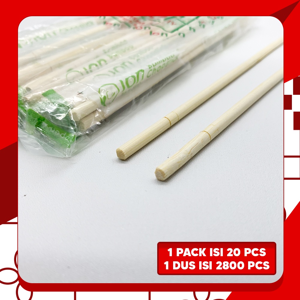 Sumpit Bambu Bungkus Plastik Steril Isi 20 Pcs - Sumpit Bakmi Kayu