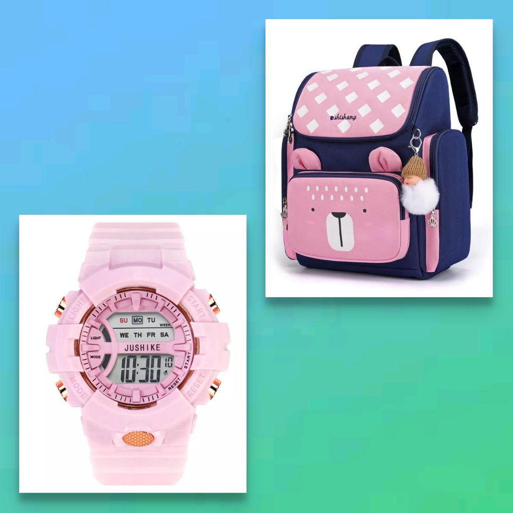 PTM-SET TAS RANSEL DAN JAM TANGAN ANAK-TAS RANSEL ANAK KARAKTER SET JAM TANGAN KEREN