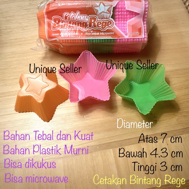 Cetakan Kue Rege Bintang Plastik isi 12 / Cetakan Pudding / Cetakan Puding Agar Jelly / Cetakan Rege Bintang / Cetakan Putu Ayu Rege Bintang BL Product isi 12