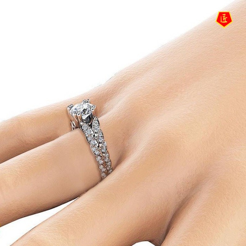 [Ready Stock]Fashion Creative Ear of Rice-Shaped Full Diamond Ring