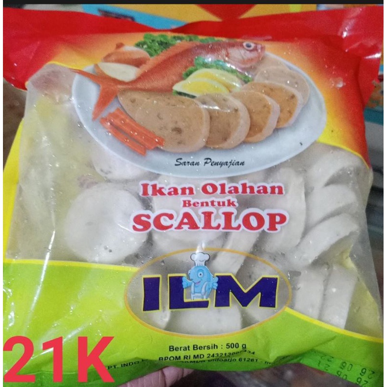 

ikan olahan bentuk scallop 500g