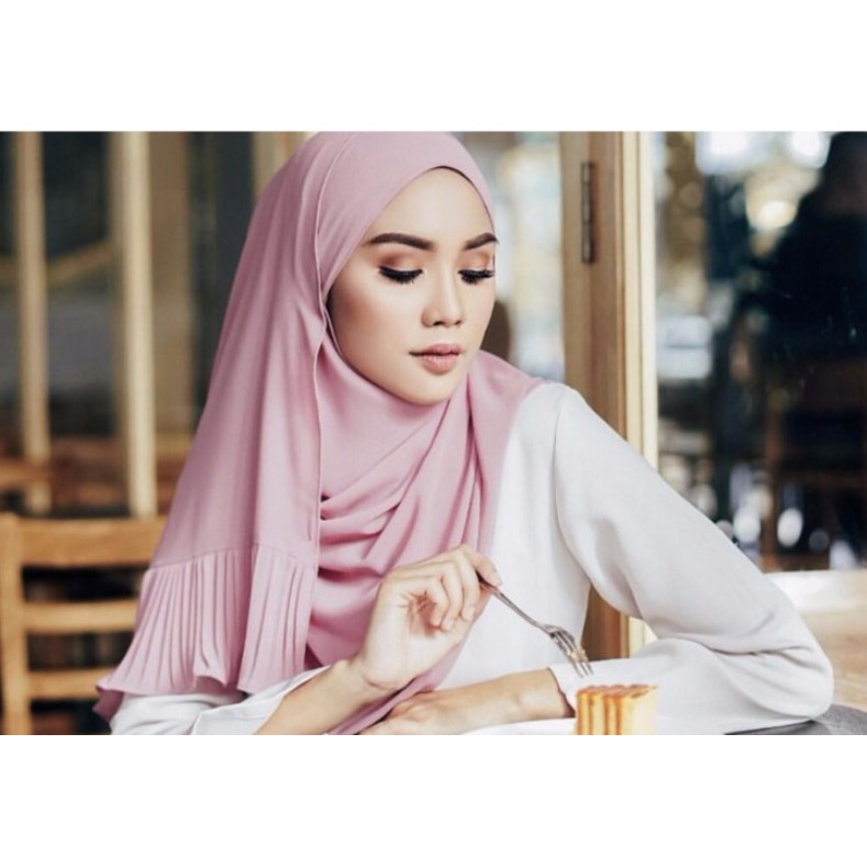 Pleated Hijab MS18 Jilbab Plisket Pashmina Katun Modis Cutton Scarf Syal