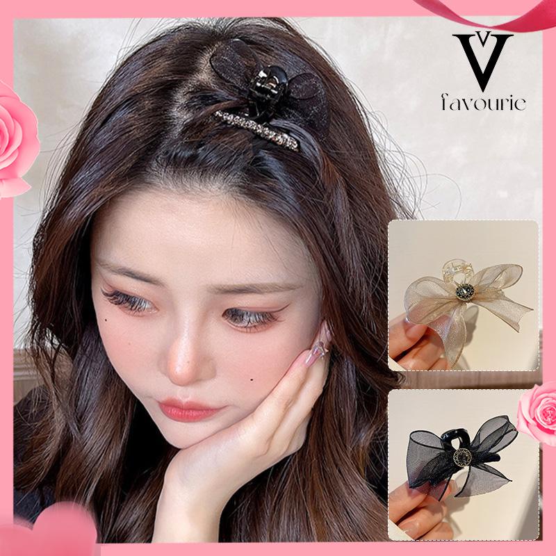 [COD]Double Sided Mesh Bow Kecil Ambil Klip Sisi Bang Clip Aksesoris Rambut-FA