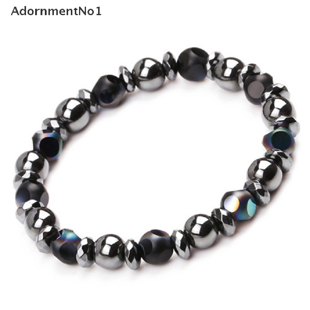 (AdornmentNo1) Gelang Tangan Batu Hematite Chakra Magnetik Stretch Untuk Terapi / Penyembuhan / Penurunan Berat Badan