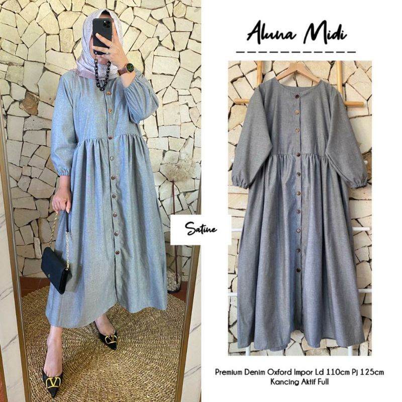 Aluna Midi dress bahan denim