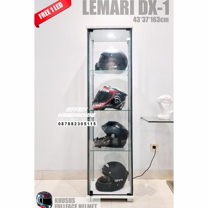 Tempat Helm Rak Kaca Minimalis Lemari Pajangan Display Cabinet Koleksi