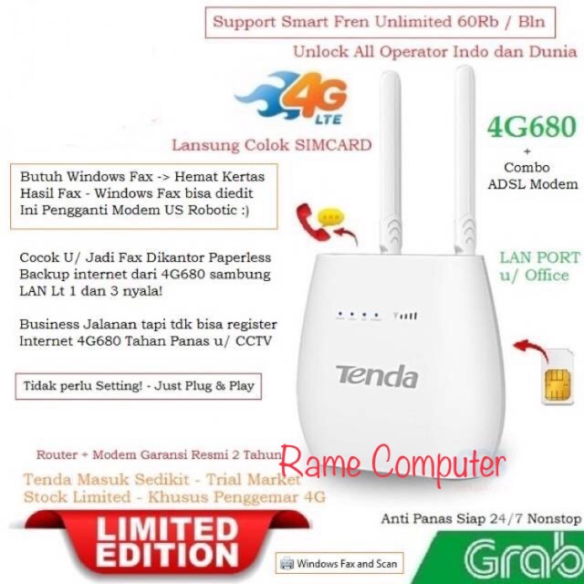 TENDA 4G680 Router Wireless support Sim Card Unlock all gsm