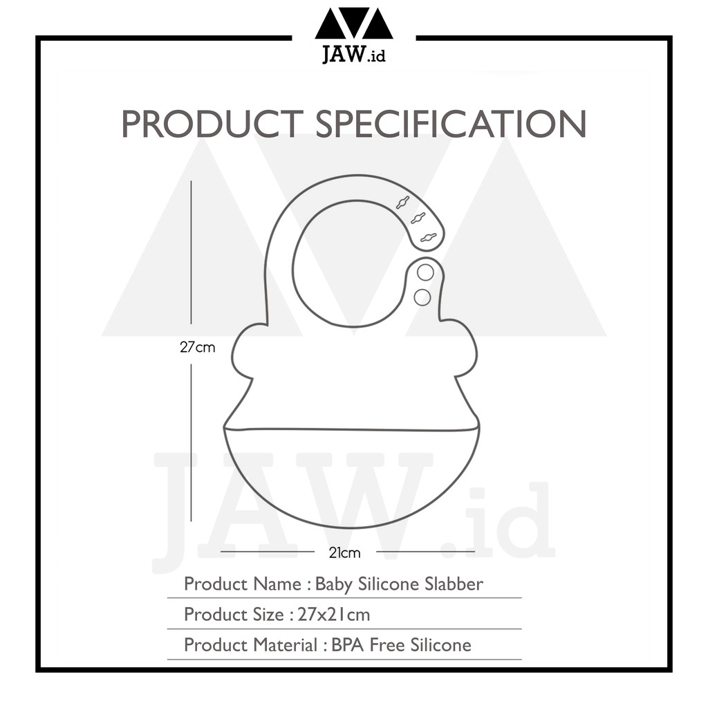 JAW Slabber Silikon / Celemek Makan Bayi Silicon Baby BIB