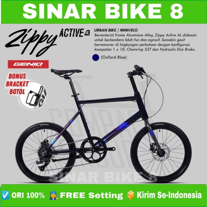 Sepeda Minivelo Ukuran 20 Inch GENIO ZIPPY ACTIVE ALLOY Mini Velo 10 Speed