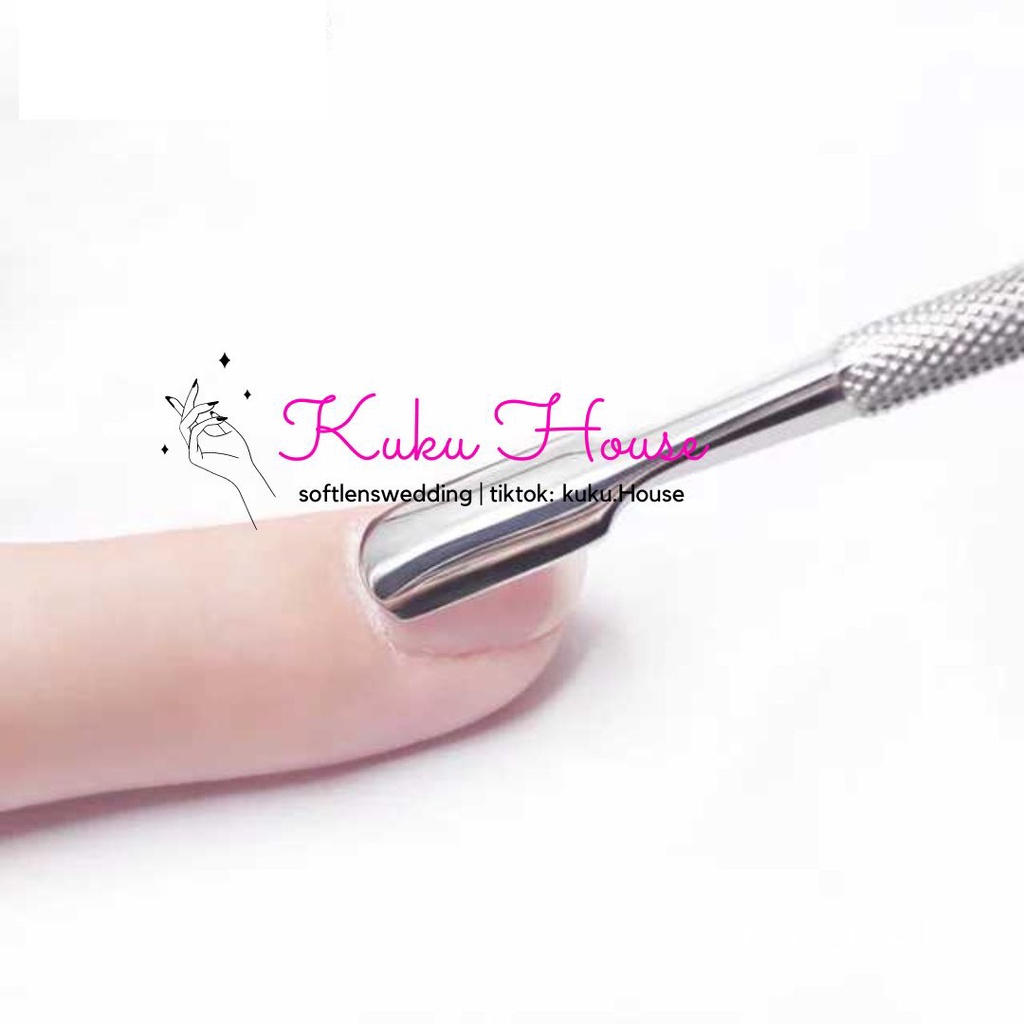 Stainless Steel Kutikula Nail Pusher Remover Pedicure Manicure  pendorong kutikula